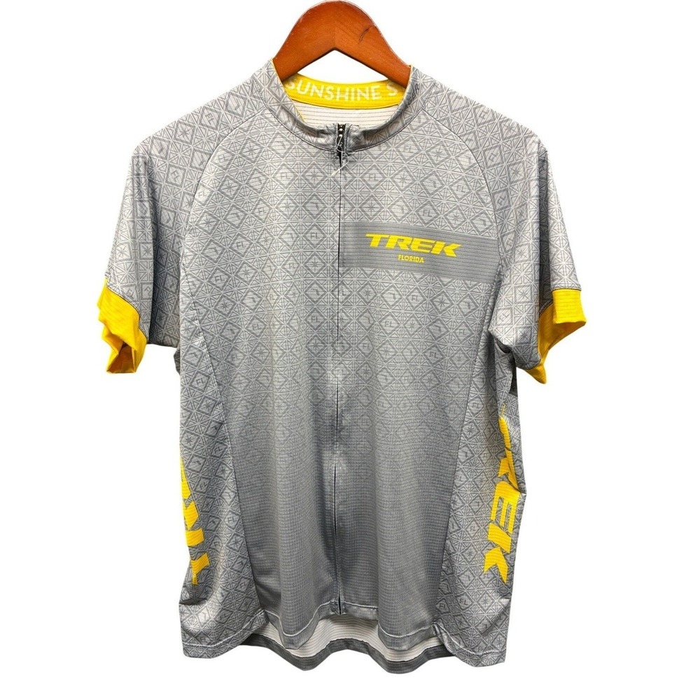 Bontrager Trek Cycling Jersey Shirt Womens XL Gray Yellow Semi Fitted Bike Top